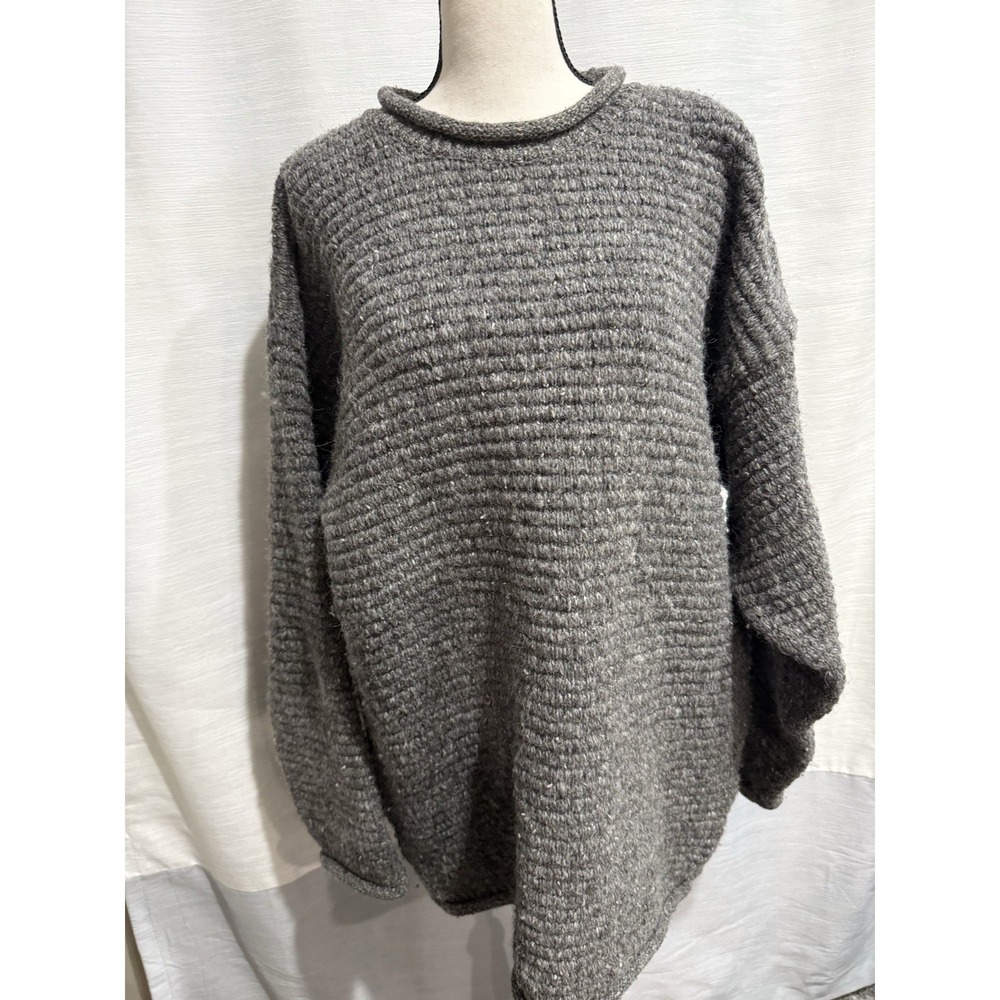 PAUL JAMES MADE IN ENGLAND WOOL ALPACA SWEATER Oversized MEDIUM ROLL GREY WOMENS
